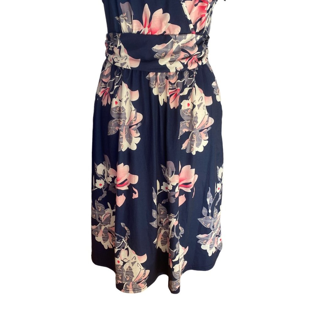 Ouges Faux Wrap A-Line Floral Jersey Knit Knee Le… - image 4